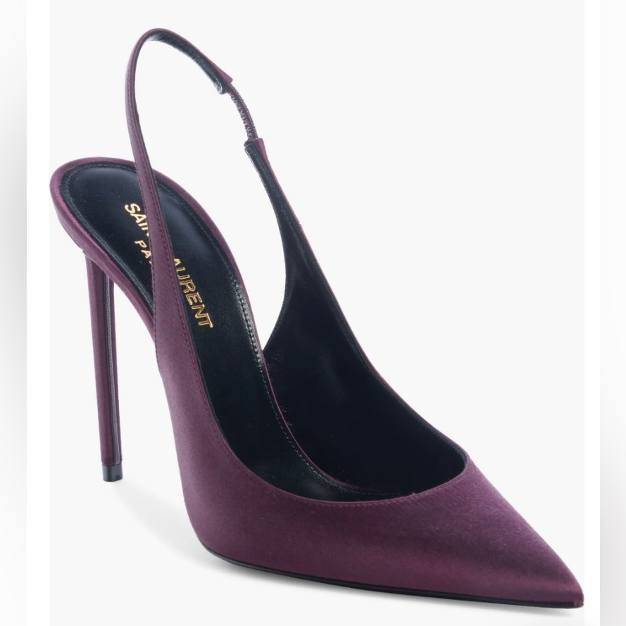 Saint Laurent “Zoe “ Slingback Pumps In Satin Purple